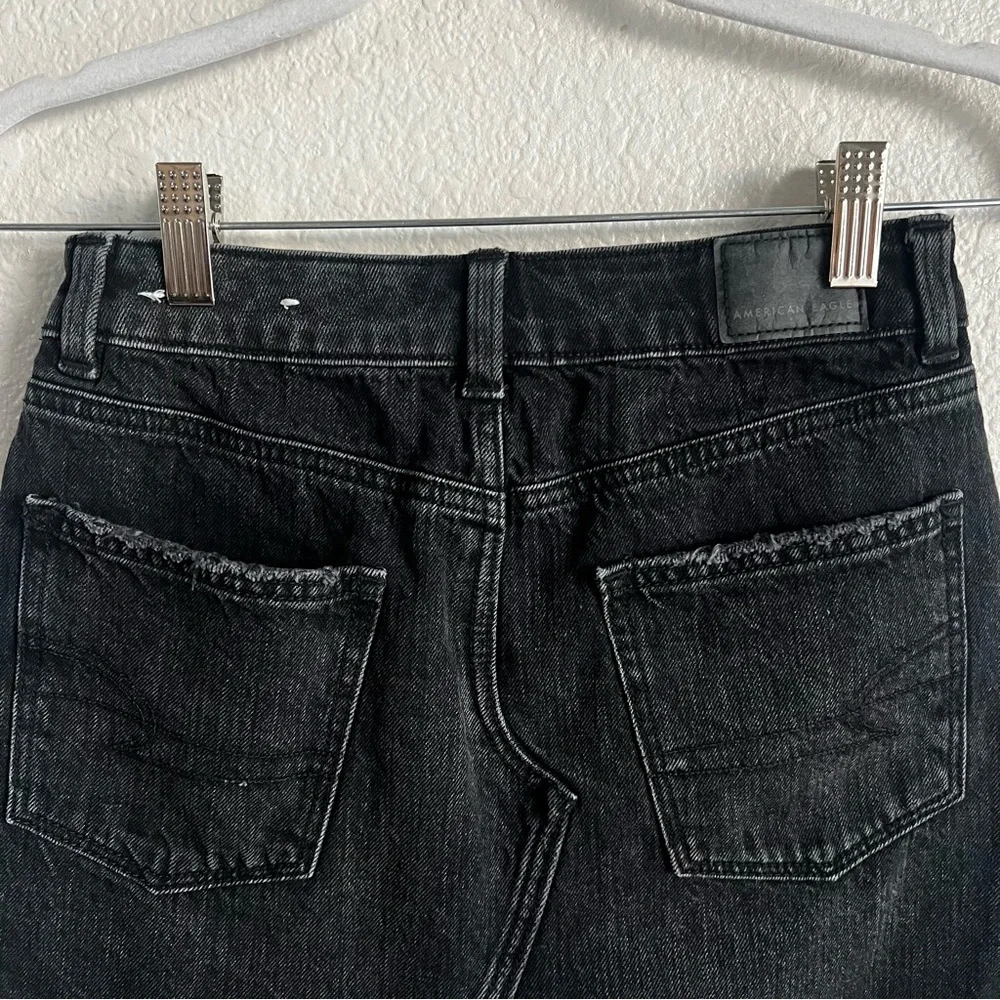 American Eagle‎ Women’s Denim Skirt Mini Black Wash Size 0 Crossover Button
